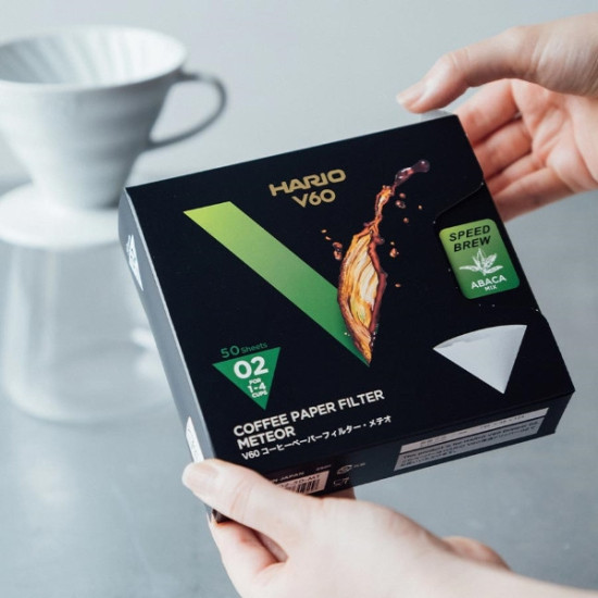 Filtri carta Hario Meteor V60 02 bianchi per caffè filtro – confezione da 50